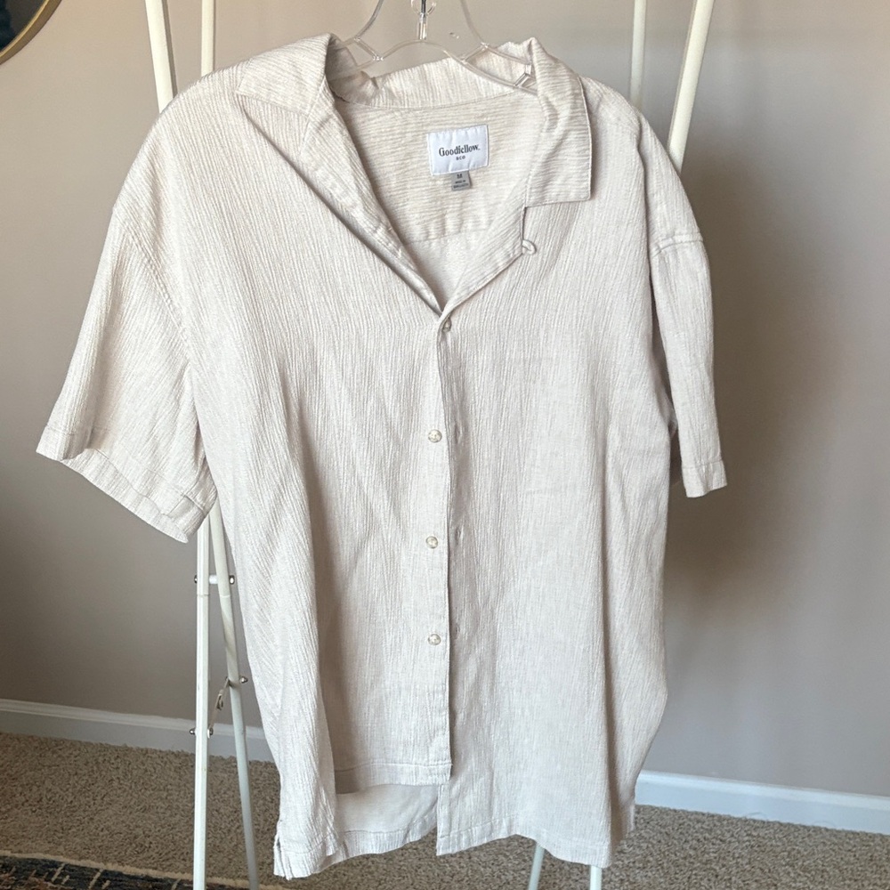 Goodfellow & Co Men's Casual Cream Button Down Shirt